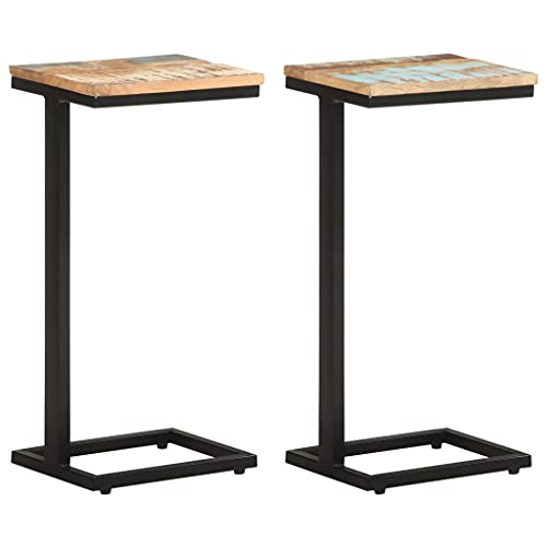 NusGear Side Tables 2 pcs 12.4&quot;x9.6&quot;x25.4&quot; Solid Reclaimed Wood