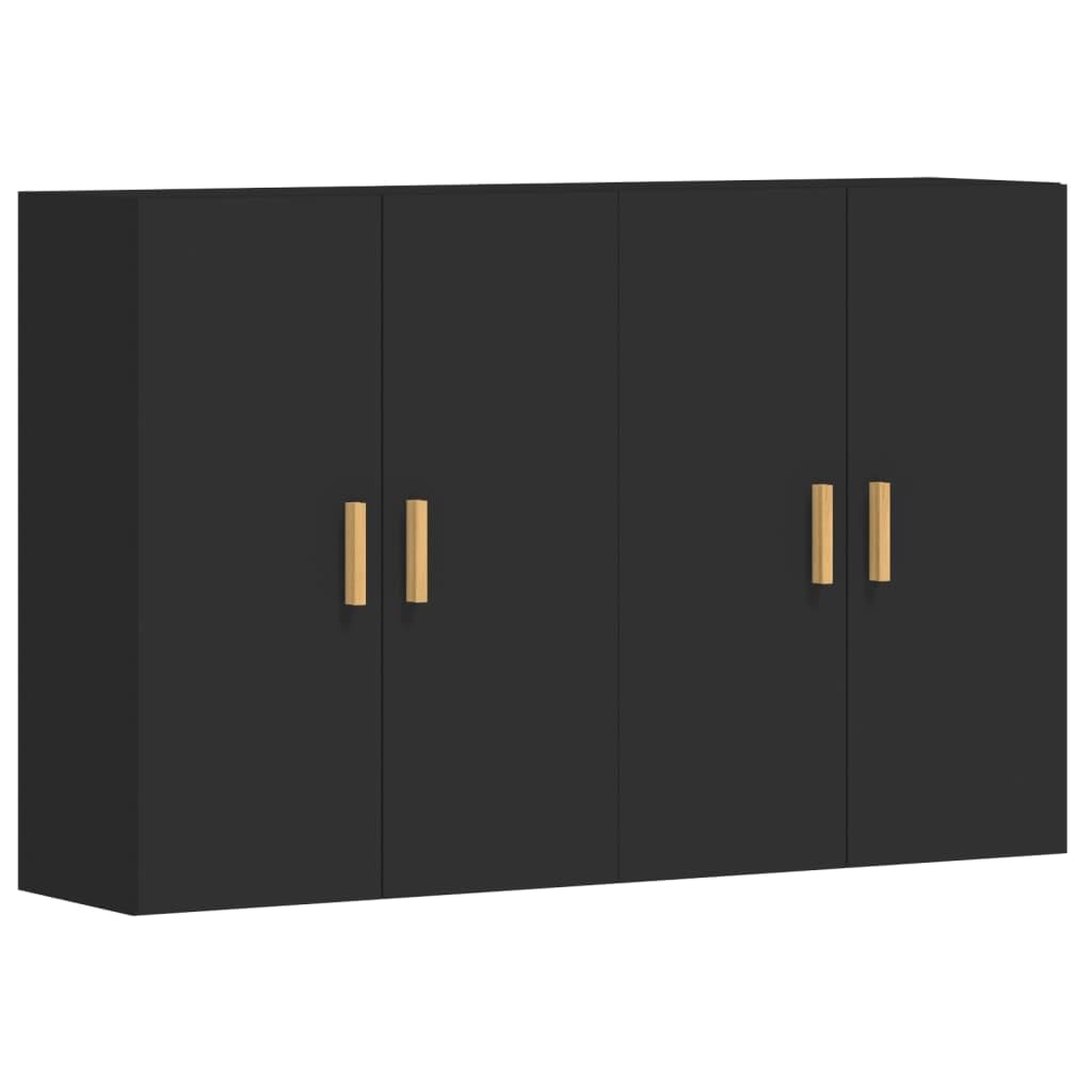 vidaXL Wall Cabinets 2 pcs Black Engineered Wood