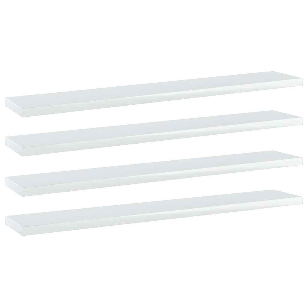 vidaXL Bookshelf Boards in High Gloss White | Engineered Wood | Modern Decor | Space-Saving Storage Solution | Set of 4