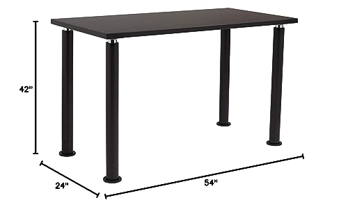National Public Seating 54&quot;L x 24&quot;W Designer Height Adjustable School Science Lab Utility Table with Phenolic Top - Black