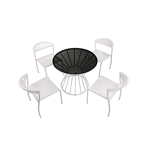 Pangea Home Rose 5-Piece Modern Aluminum Frame Patio Dining Set in White