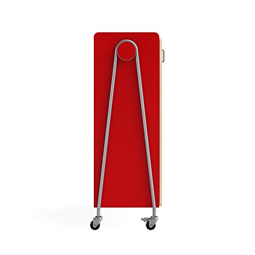 Safco Products 3935RED Whiffle Typical 15, Double Column 14-Tote 2-Shelf Doored Rolling Storage Cart with Magnetic Dry-Erase Back, Red, 60&quot; H, Tall