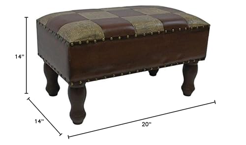 International Caravan Faux Leather Rectangular Stool With Nailhead Detail