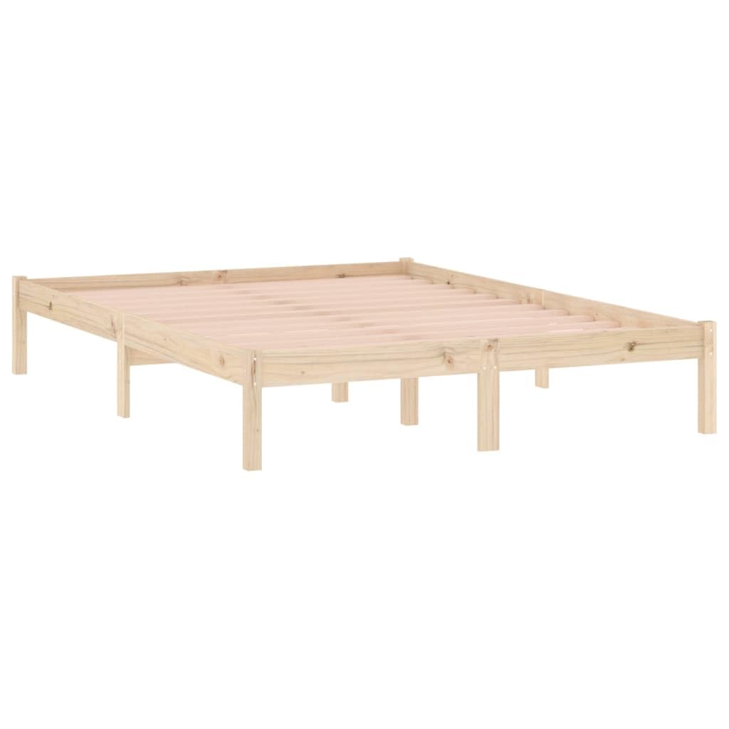 vidaXL Solid Pinewood Bed Frame - Full Size - 77&quot; x 56.1&quot; x 12.2&quot; - Sturdy Build - Aesthetic Rustic Look - Practical Slats for Comfortable Sleep - Easy Assembly