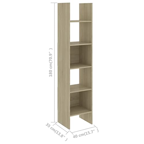 Furniking Book Cabinet Sonoma Oak 15.7&quot;x13.8&quot;x70.9&quot; Chipboard (23,5kg)