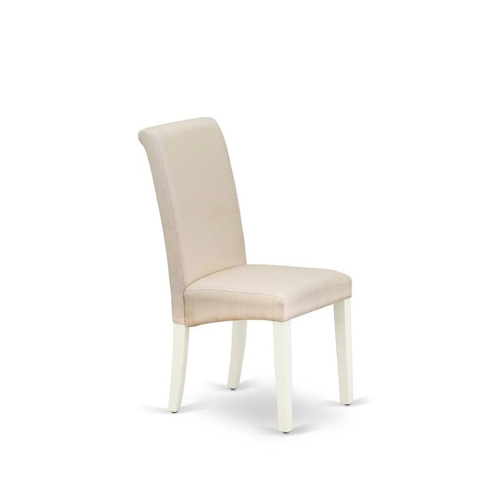 East West Furniture Bap2T01 Barry Parson Dining Room Chairs - Cream Linen Fabric Upholstered Chairs, Set Of 2, Linen White