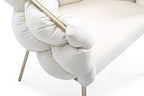 HomeRoots Metal, Fabric White Geo Velvet and Brushed Brass Velvet Dining Chair