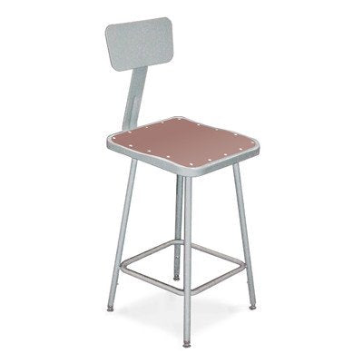 National Public Seating #6330B Heavy Duty 30&quot; Steel Square Seat Stool With Backrest #6330B (Set Of 2)