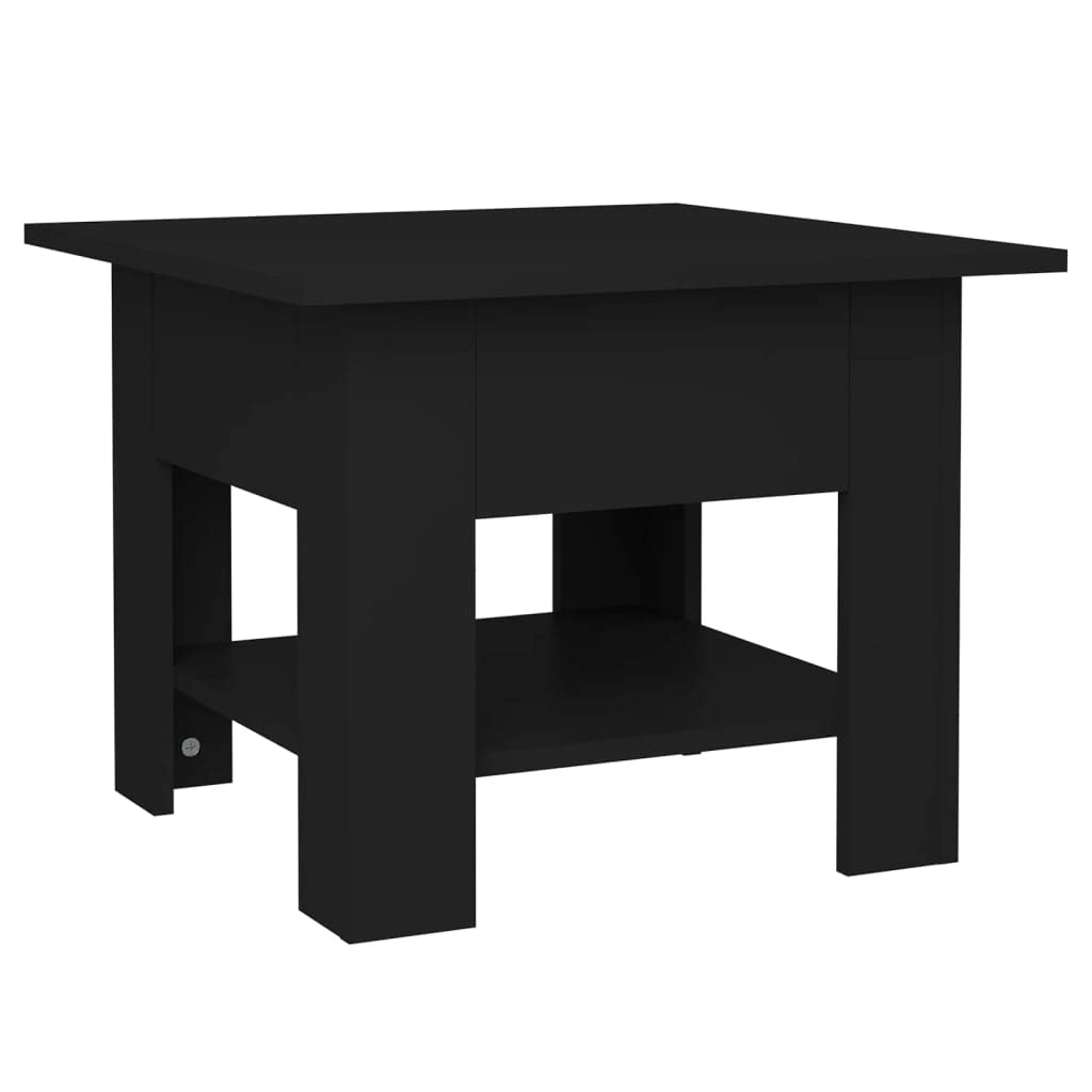 vidaXL Black Square Coffee Table - Engineered Wood Mid-Century Modern End Table with Storage Shelf for Living Room, 21.7&quot;x21.7&quot;x16.5&quot;