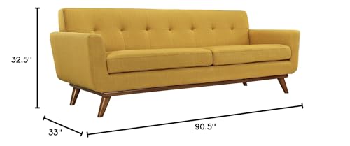 Modway Engage Modern Fabric 3-Piece Sofa Set With Armchairs In Citrus Yellow