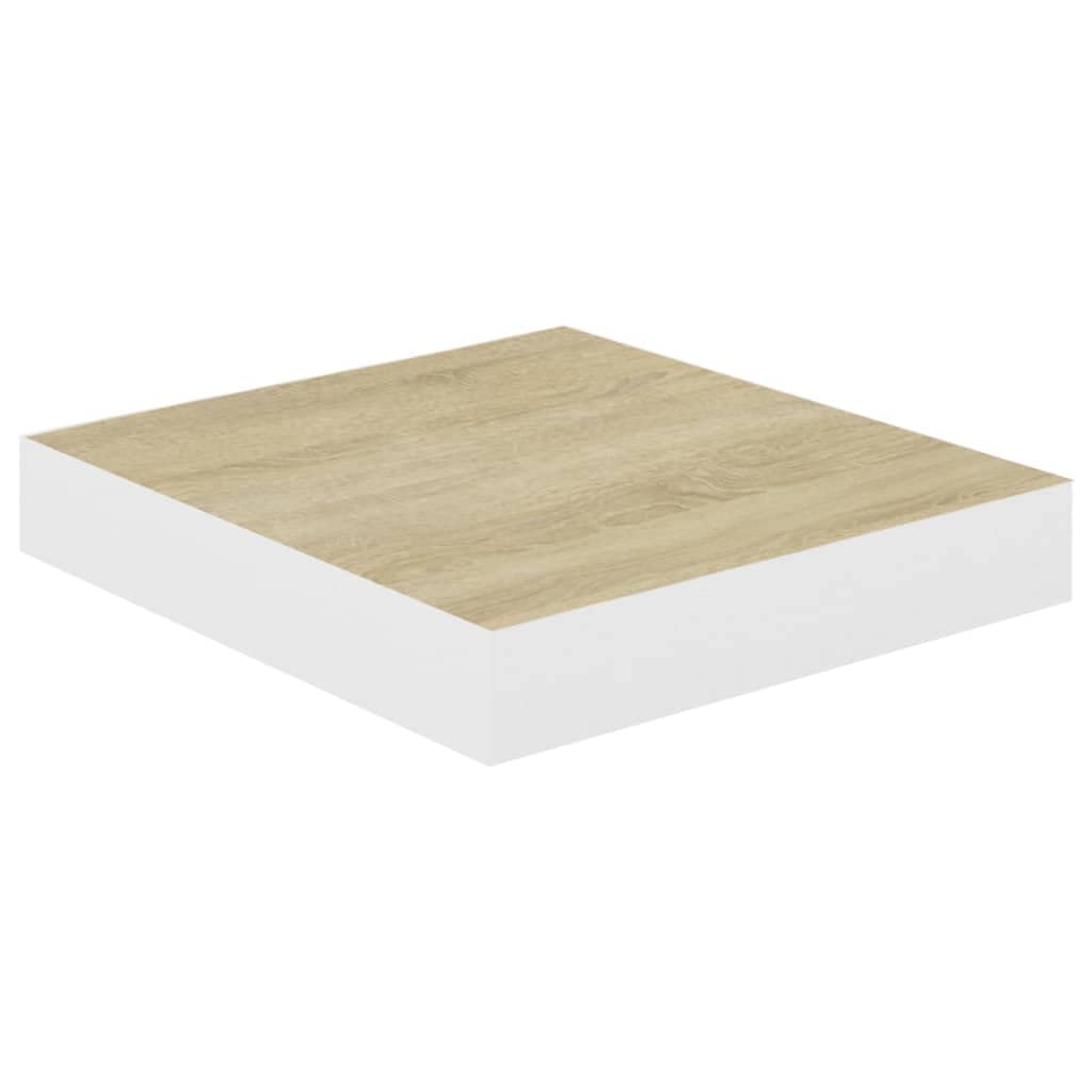 vidaXL 4 pcs Floating Wall Shelves - Honeycomb MDF and Metal Construction, Oak and White - 19.7&quot;x9.1&quot;x1.5&quot;