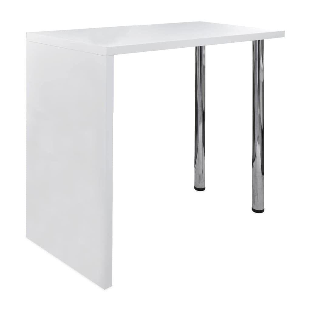 vidaXL Modern High Gloss White Bar Table with MDF Top and Steel Legs - Compact Design Ideal for Small Spaces and Bar Room