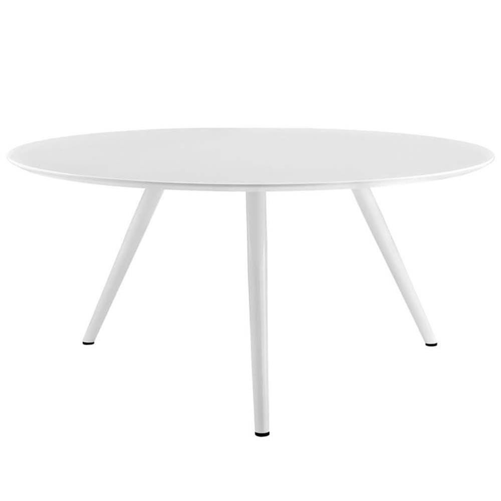 Modway Lippa 60&quot; Mid-Century Modern Dining Table With Round White Top And Tripod Base In White