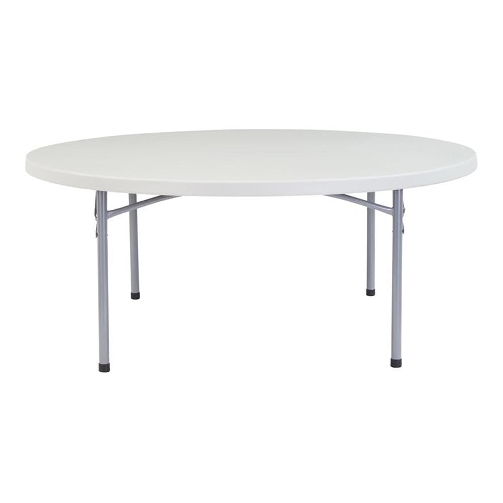 National Public Seating BT-R Series Steel Frame Round Blow Molded Plastic Top Folding Table, 700 lbs Capacity, 71&quot; Diameter x 32&quot; Height, Speckled Gray/Gray