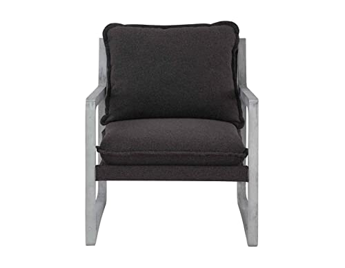 Steve Silver Furniture Kai Upholstered Accent Chair, w/ Rustic Sling Style Frame, Comfortable Cushions, and Kiln-Dried Wood, Living Room, Bedroom, Reading Arm Chair, 33"D x 33"W x 34.25"H, Black, Gray
