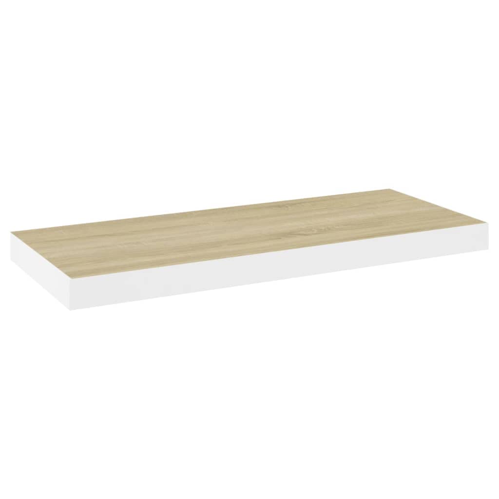 SKM Floating Wall Shelf Oak and White 23.6&quot;x9.3&quot;x1.5&quot; MDF