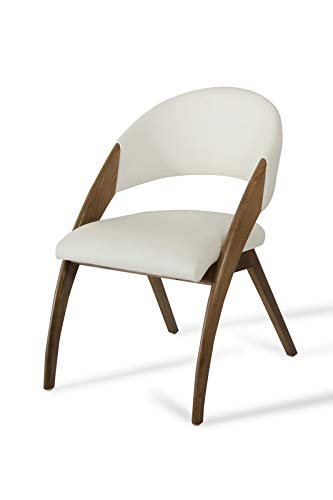 HomeRoots Furniture Kitchen Restaurant Modern Cream and Walnut Dining Chair