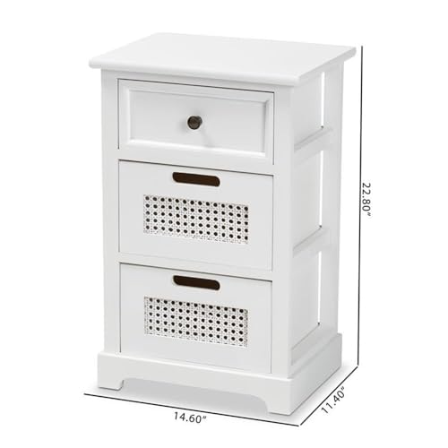Baxton Studio Dilan 3-Drawer Nightstand - Thumbnail 2