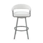 HomeRoots 26' Mod White Faux Leather Silver Finish Swivel Bar Stool