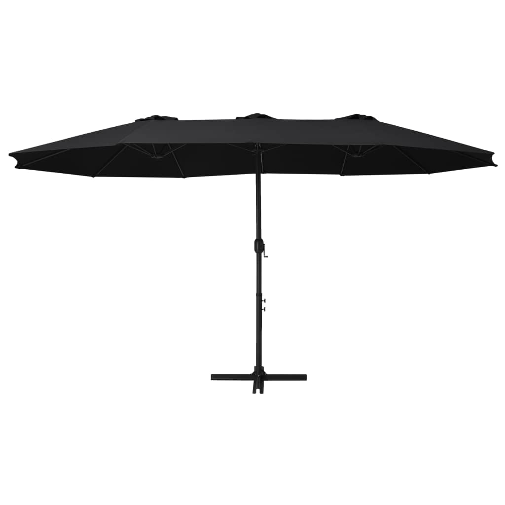 vidaXL Outdoor Sun Parasol with Aluminum Pole - UV Protecting Garden Umbrella with Anti-Fade Polyester - Crank System, Extra-Large, Black