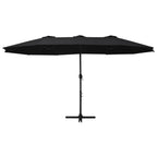 vidaXL Outdoor Sun Parasol with Aluminum Pole - UV Protecting Garden Umbrella with Anti-Fade Polyester - Crank System, Extra-Large, Black