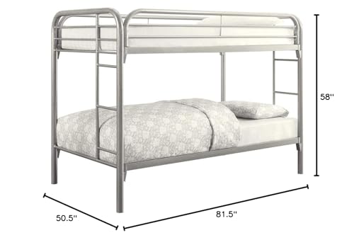 Coaster Home Furnishings Morgan Twin Over Twin Sturdy Metal Modern Bunk Bed Heavy Duty Steel Welded Slat Frame Easy Assembly Silver 2256V