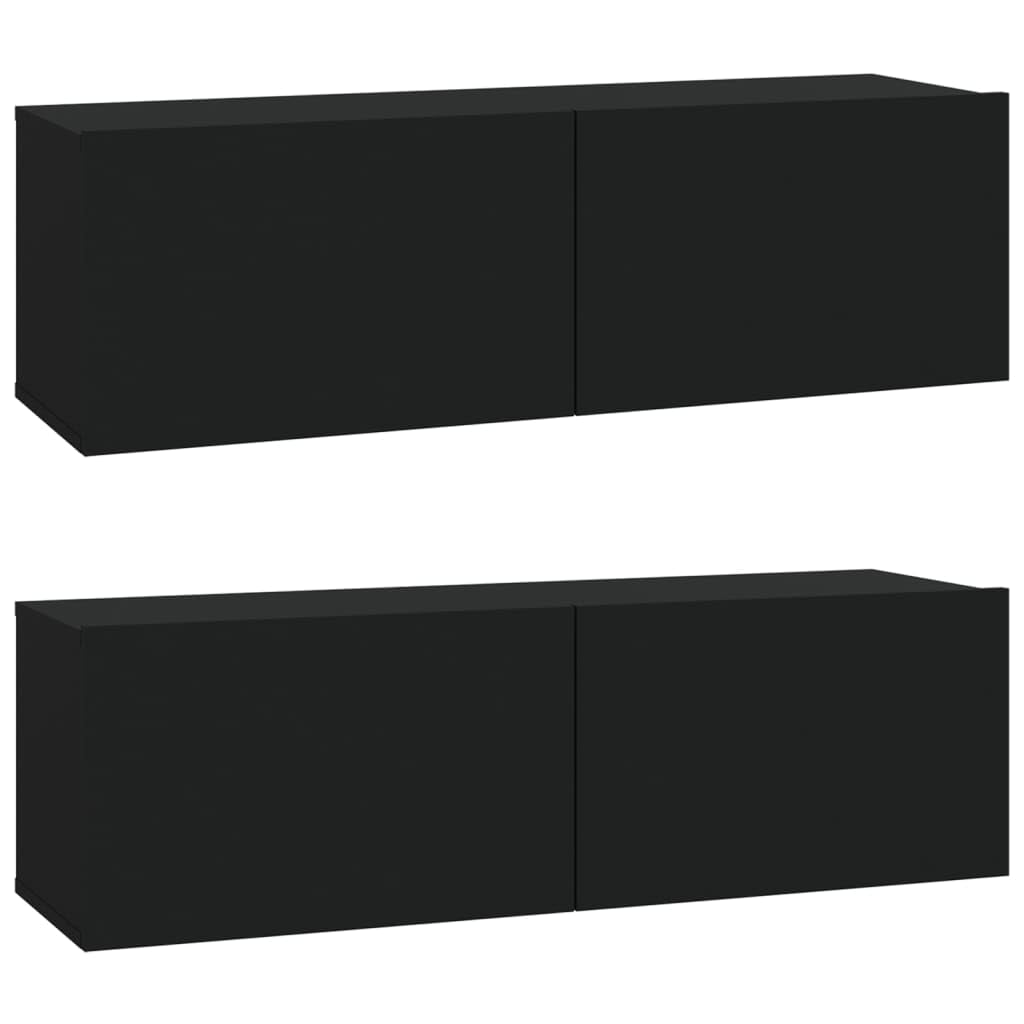 vidaXL Modern Engineered Wood TV Stand Set, Black 6 Piece TV Cabinet Set with Ample Storage, California Proposition 65 Warning - Suitable for Large Screen TVs