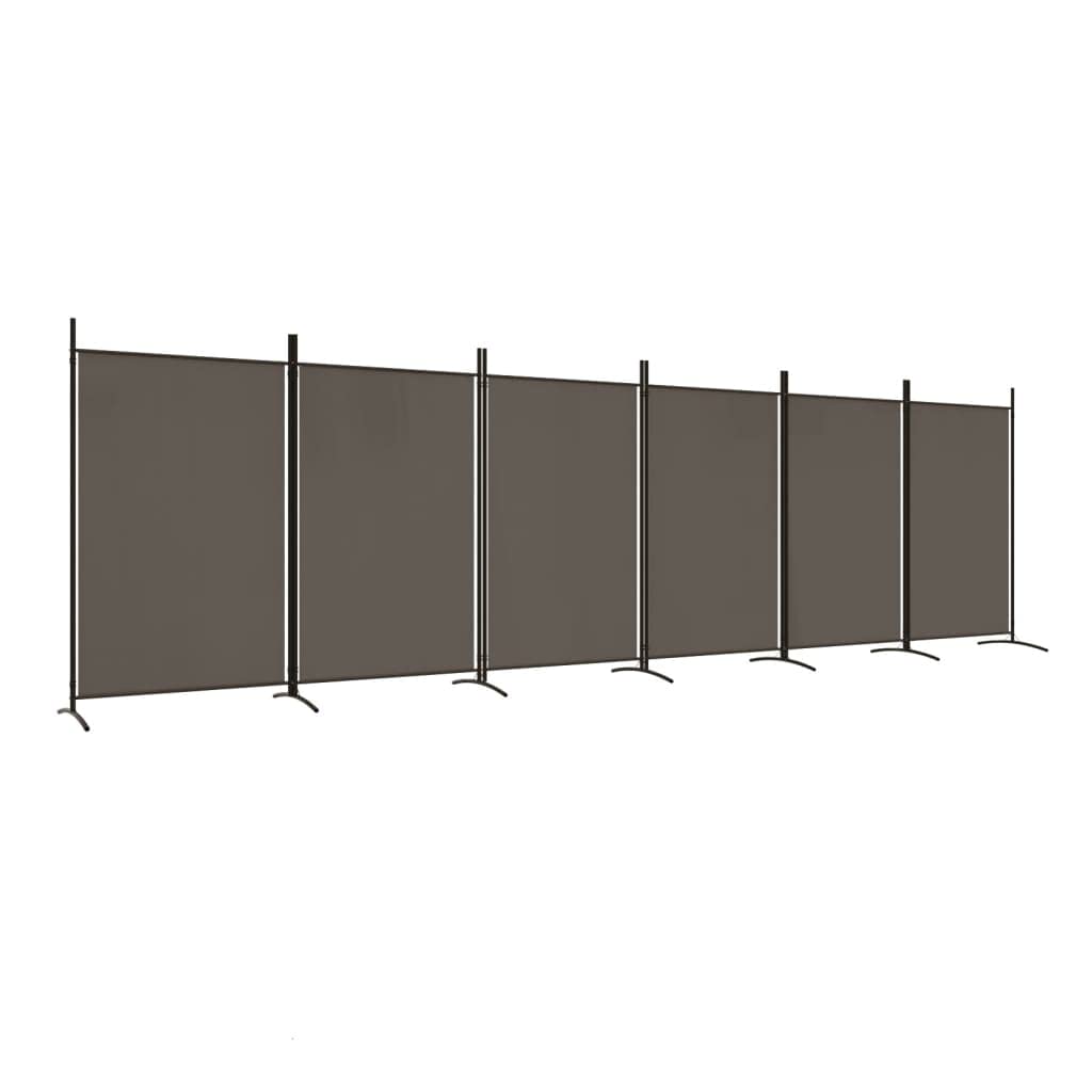 'vidaXL 6-Panel Room Divider, Versatile Use as Bedroom Separator, Window Shade or Wall Background, Foldable Design, Anthracite C