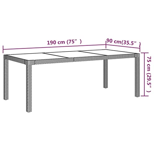 vidaXL 7 Piece Outdoor Dining Set - Stylish Patio Furniture with Powder Coated Steel Frame, Cream White Cushions, PE Rattan, Beige and Black - Easy Assembly, Great for Garden, Patio, Outdoor Living