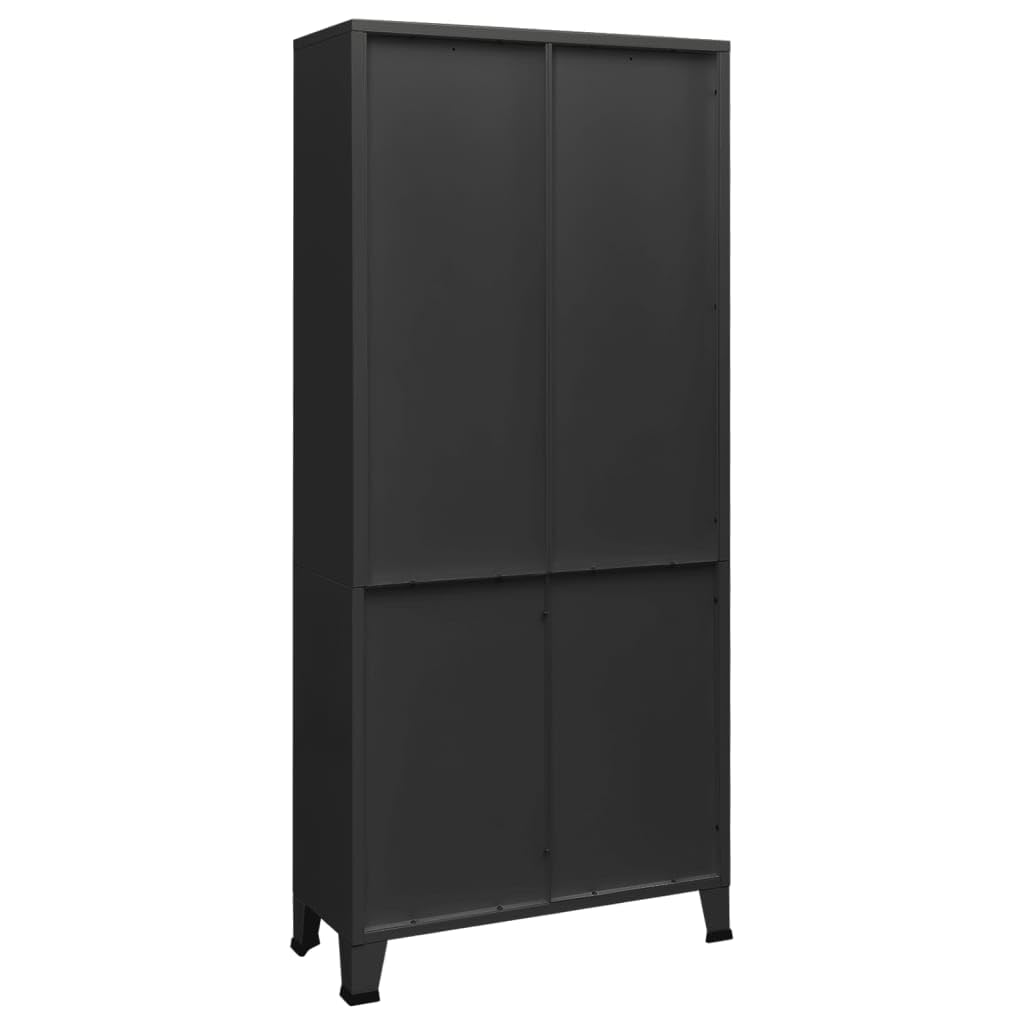 vidaXL Industrial Bookshelf in Anthracite Steel – Freestanding Storage Solution with Shelves and Doors for Home and Office Use.