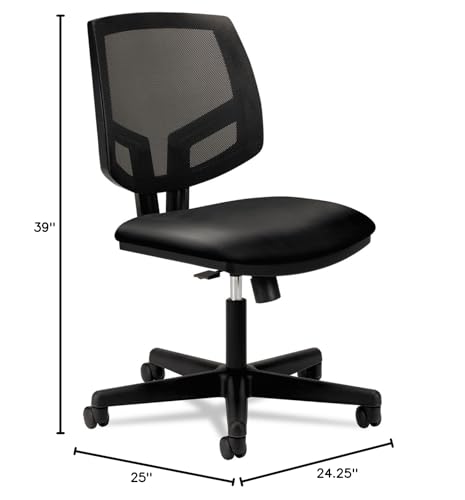 Wholesale Case Of 2 - Hon Volt Mesh/Blk Leather Synchro-Tilt Task Chair-Mesh Task Chair, 24-1/4&quot;X25&quot;X39&quot;, Leather/Black
