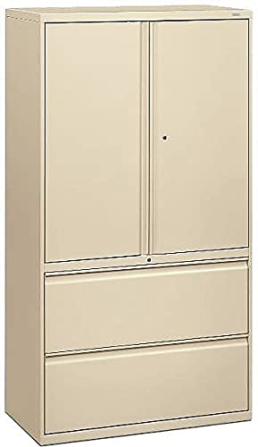 Hon 800 Series Wide Lateral File With Storage Cabinet, Putty