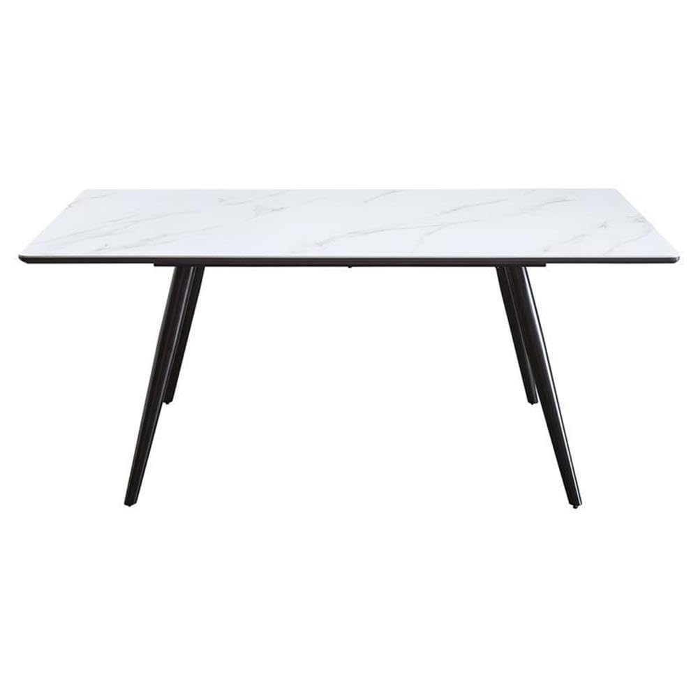 Acme Caspian Faux Marble Dining Table with Metal Base in White and Black