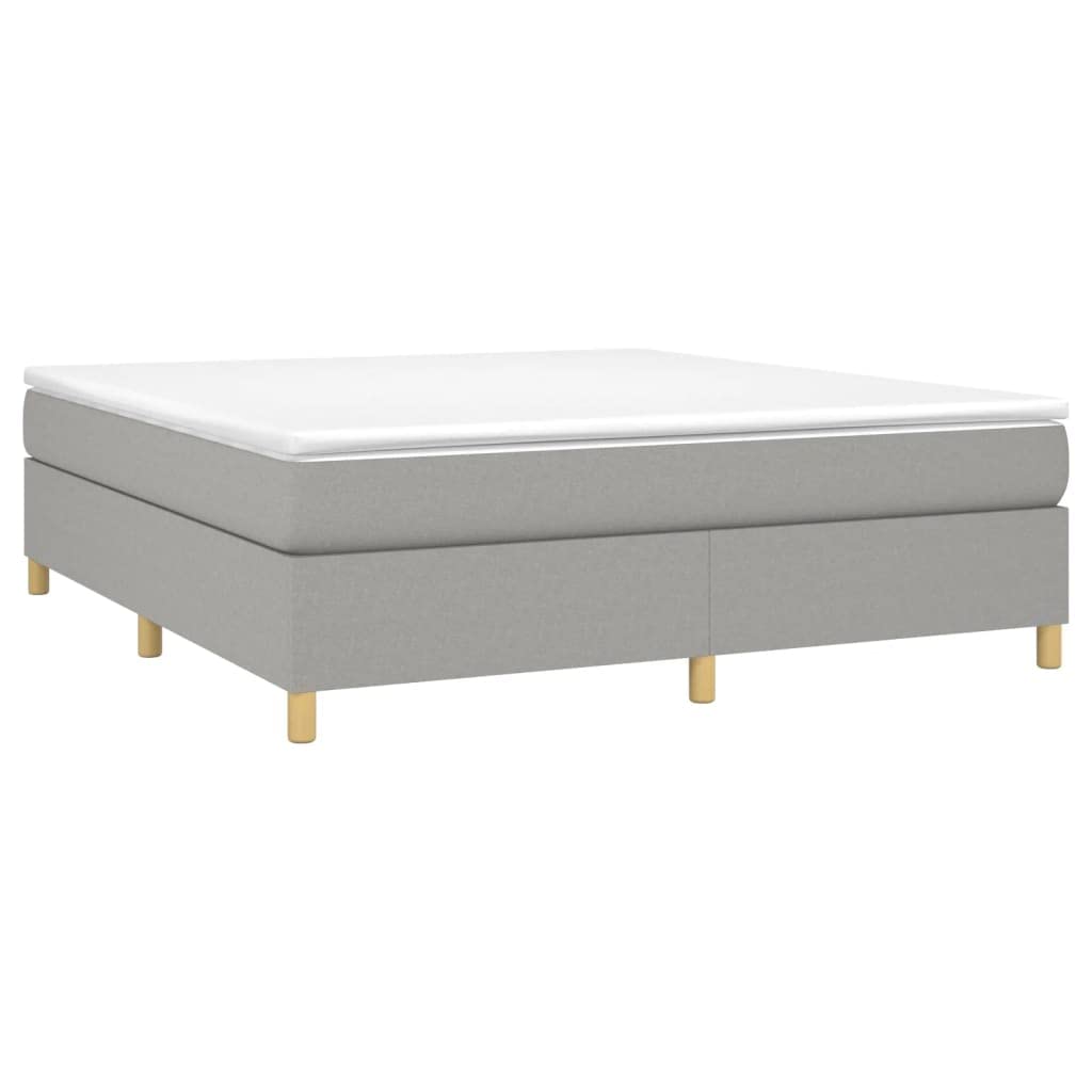 vidaXL California King-Size Box Spring Bed Frame – 72&quot;x83.9&quot; – Modern Style, Light Gray Fabric, Plywood & Engineered Wood Construction – Easy Assembly Required