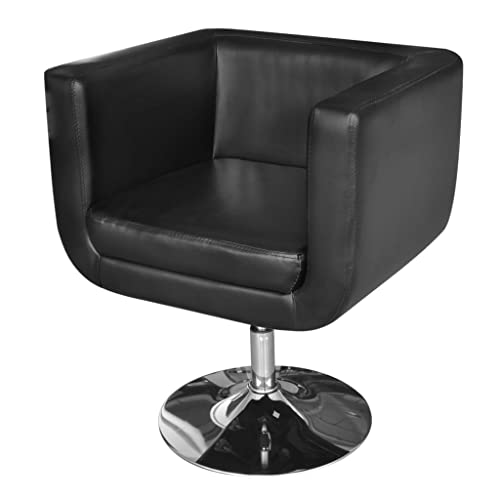 vidaXL Armchair, Armchair with Chrome Base, Swivel Accent Chair for Living Room Bedroom Reading Room, Modern Style, Black Faux Leather