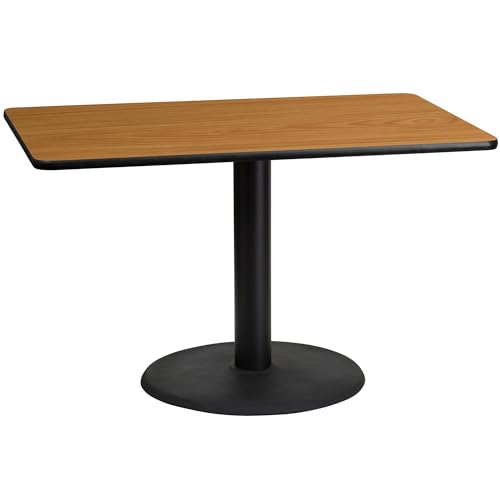 Flash Furniture 30'' x 48'' Rectangular Black Laminate Table Top with 24'' Round Table Height Base