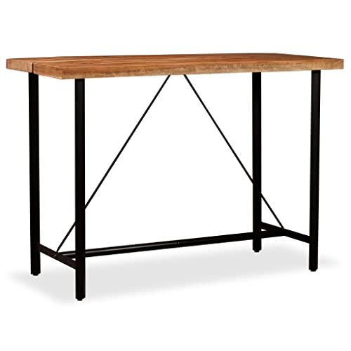 vidaXL Solid Acacia Wood Bar Table Sturdy Durable Industrial Polished Kitchen Restaurant Dining Bistro Pub Table 59&quot; Steel