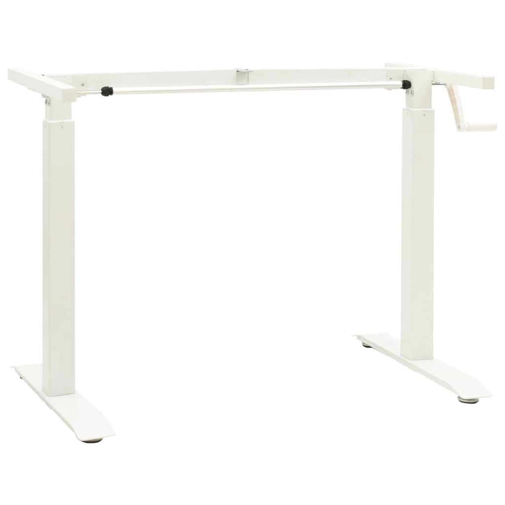 vidaXL Manual Adjustable Standing Desk Frame - Hand Crank, Width and Height Adjustable, Carbon Steel, White - Suitable for Office and Home use