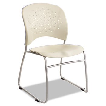 Rêve Series Guest Chair With Sled Base, Latte Plastic, Silver Steel, 2/Ct