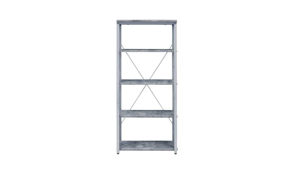 HomeRoots 486307 54 in. Metal Four Tier Etagere Bookcase Gray & Silver