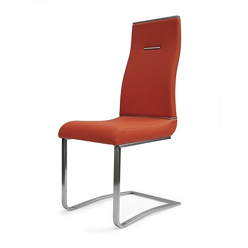 Creative Images Polyurethane Dining Chair, Stainless Steel Silver Base, Set of 2 White Silver White Finish