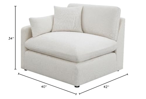 Coaster Contemporary Fabric Sloped Track Arms LAF Chair in Ivory