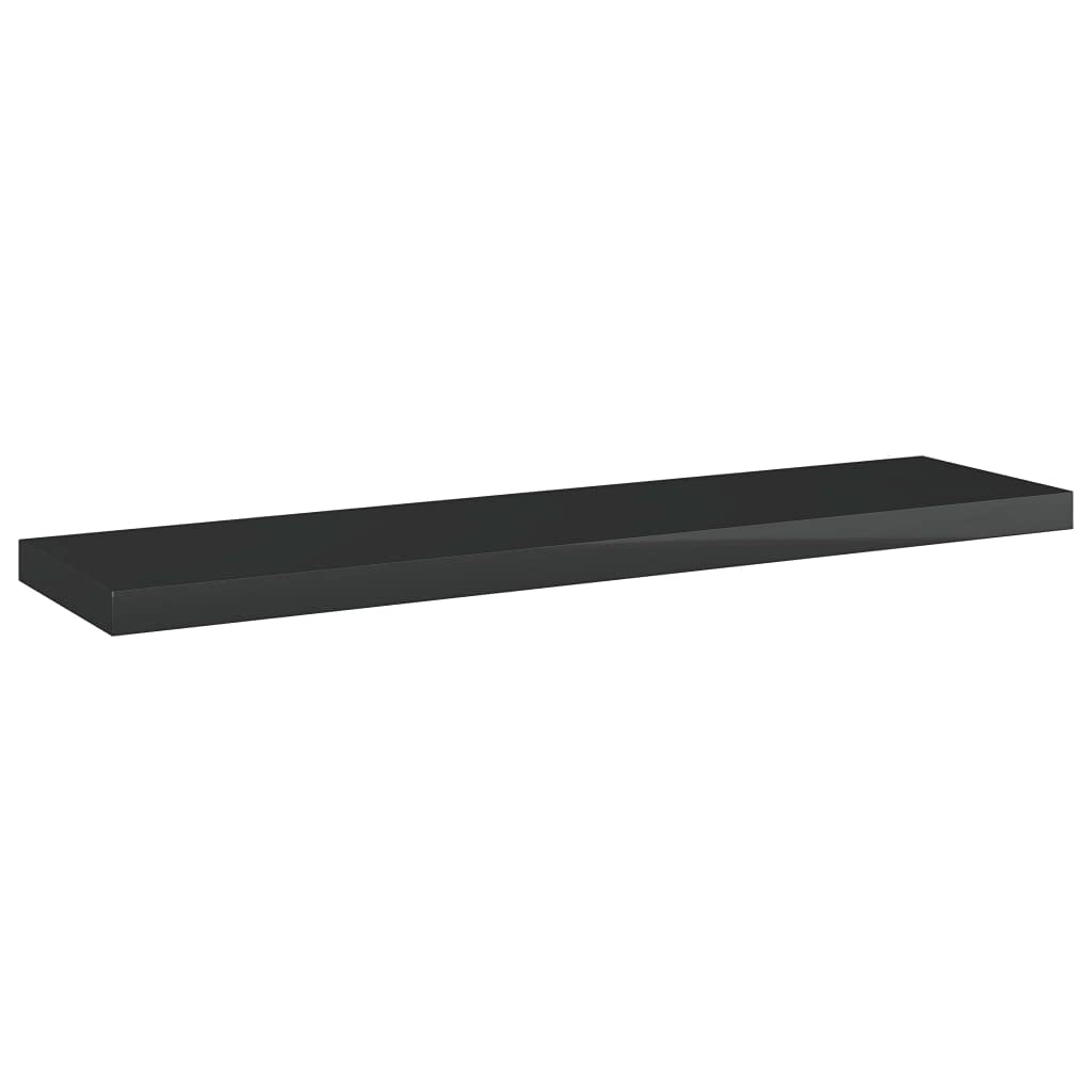 vidaXL High Gloss Black Bookshelf Boards, Set of 4, 15.7x3.9x0.6 Size, Durable Engineered Wood, Easy-to-Clean, Modern Storage Solution