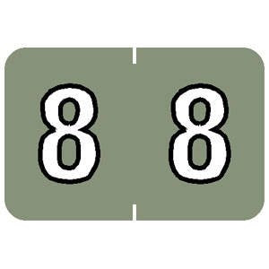 Tabbies Barkley Nbkm Compatible 71600 Numeric Labels, Gray '#8', 1'H X 1-1/2'W, Wrap-Around Design, Filing Color Code System