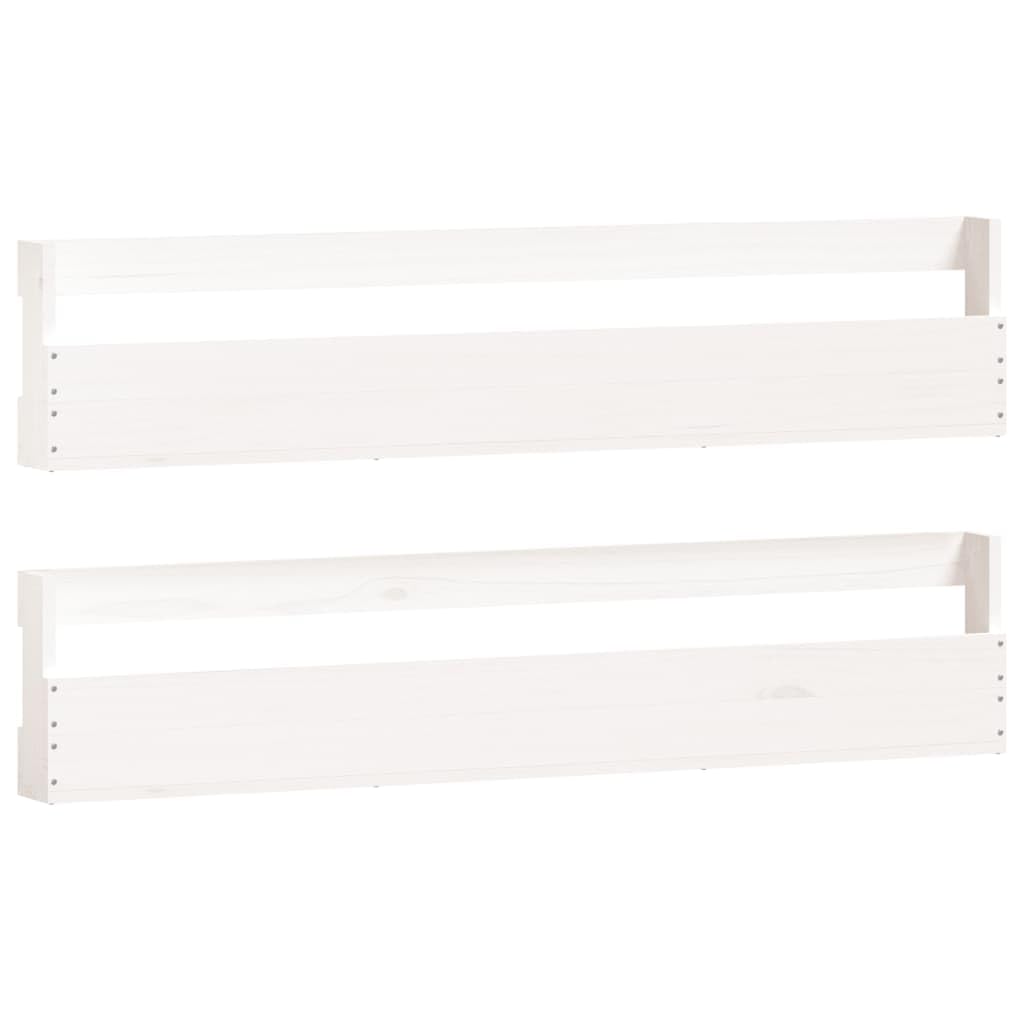 vidaXL Wallmounted Shoe Racks 2 pcs White 43.3inchx3.5inchx9.1inch Solid Wood Pine