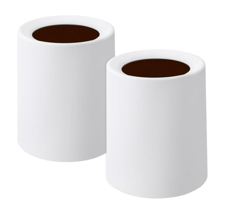 Modern Round Trash Can Open Top Trash Bin 2 Pack, White Garbage Can with Removable Plastic Bin  Keeps Liner Bag Hidden Minimali