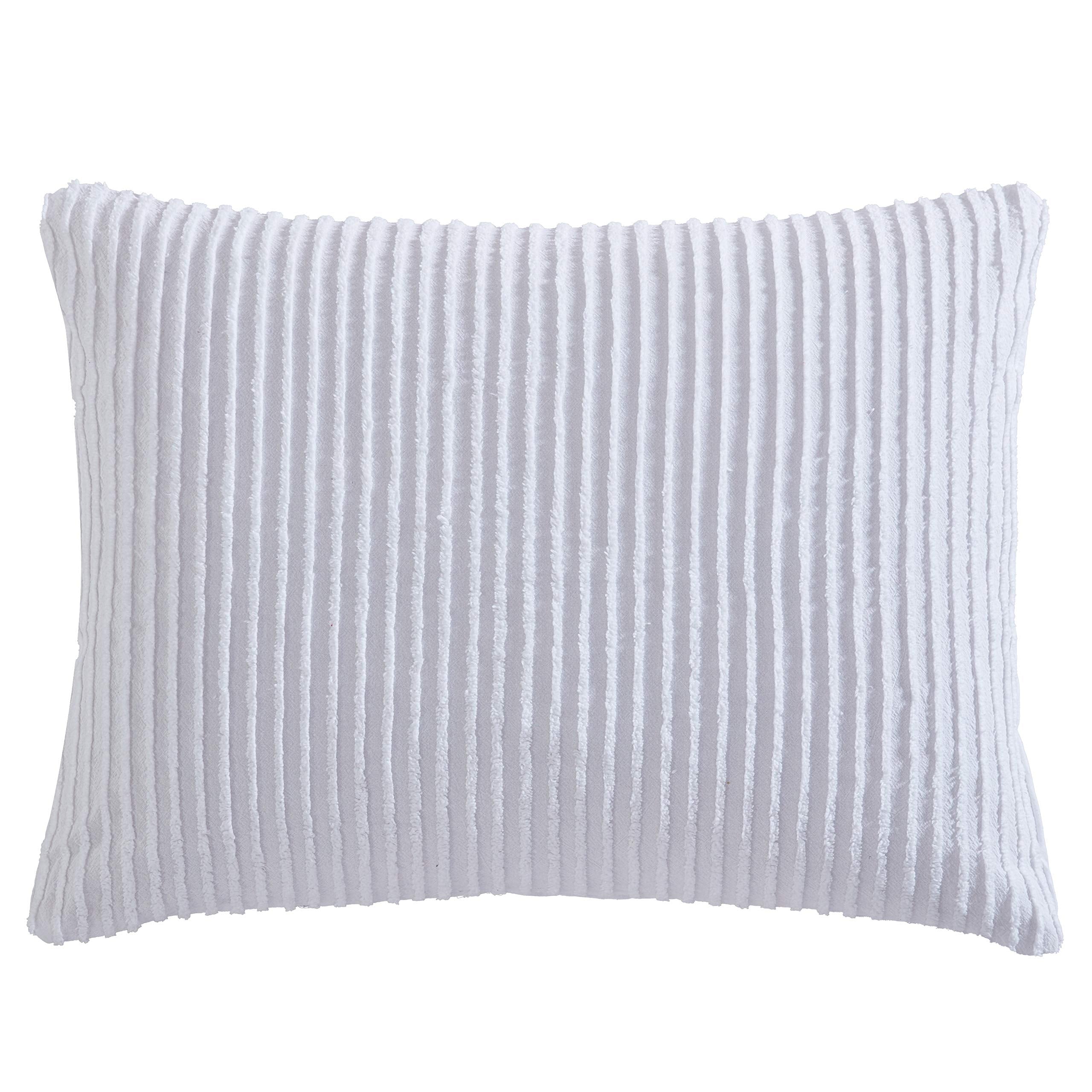 Beatrice Home Fashions Channel Chenille, Standard Sham, White