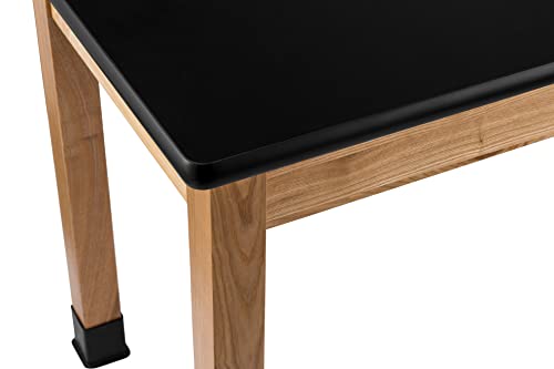 National Public Seating High Pressure Laminate Top Science Lab Table, 54&quot; L X 30&quot; H, Black Top and Ashwood Legs