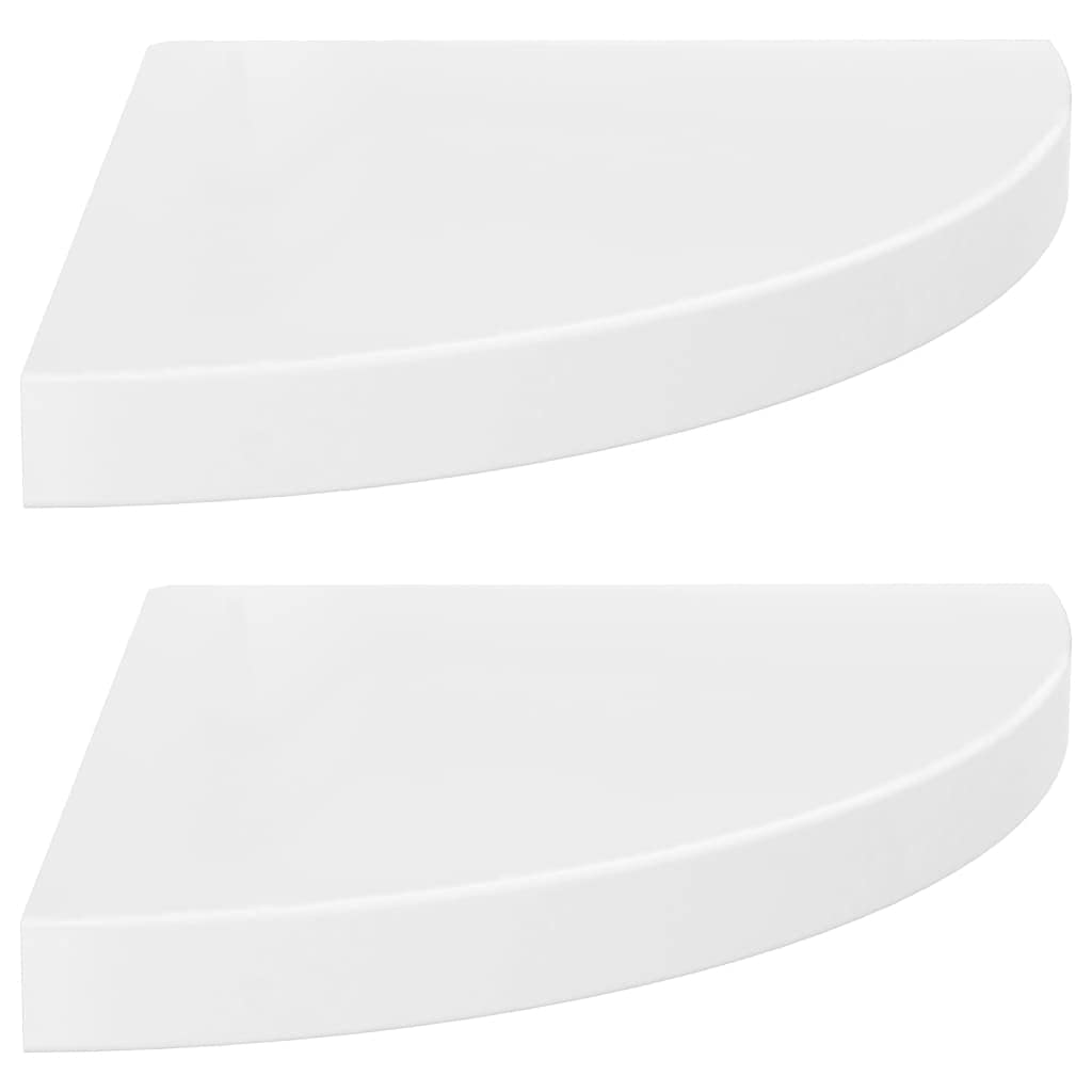 vidaXL Floating Corner Shelves 2 pcs High Gloss White 13.8&quot;x13.8&quot;x1.5&quot; MDF