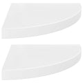 vidaXL Floating Corner Shelves 2 pcs High Gloss White 13.8"x13.8"x1.5" MDF